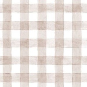 Warm Beige Watercolor Gingham - Small Scale - Blush Pink Nursery Baby Girl Checkers Buffalo Plaid Checkers