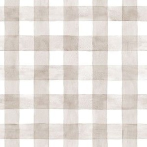 Beige Watercolor Gingham - Small Scale - Soft Sand or Taupe Nursery Baby Girl Checkers Buffalo Plaid Checkers
