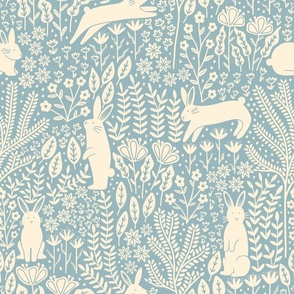 Rabbit Meadow - Pastel Blue (L)