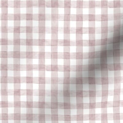Dusty Rose Pink Watercolor Gingham - Ditsy Scale -  Nursery Baby Girl Checkers Buffalo Plaid Checkers