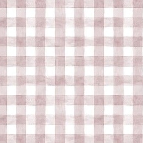 Dusty Rose Pink Watercolor Gingham - Ditsy Scale -  Nursery Baby Girl Checkers Buffalo Plaid Checkers