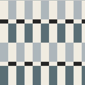 Check Stripe | Creamy White, French Gray, Marble Blue, Raisin Black | Geometric