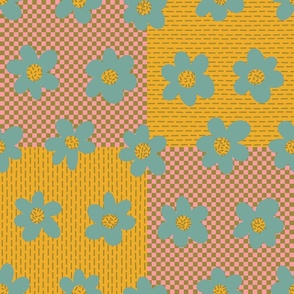 Pattern Clash - Checks, Dashes and Flowers - Large