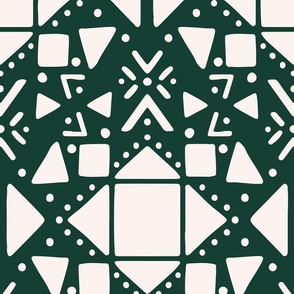 Geo tribal pattern - Hunter Green - JUMBO