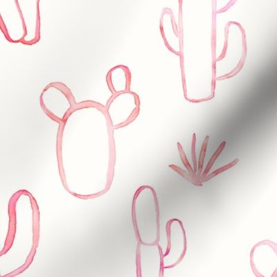 Large / Pink Cactus Watercolor