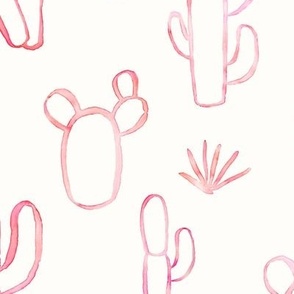 Large / Pink Cactus Watercolor