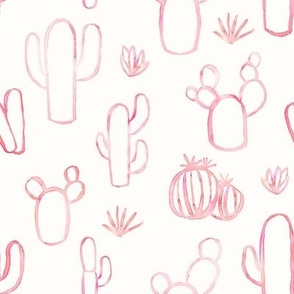 Pink Cactus Watercolor