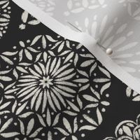 Detailed Handdrawn Mandala Tile | Creamy White, Raisin Black | Detailed
