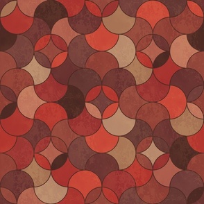 Large-Scale Textured Multi Shades of Brown and Red Ogee