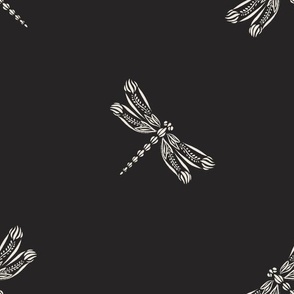 Dragonflies | Creamy White, Raisin Black 02 | Doodle Bugs