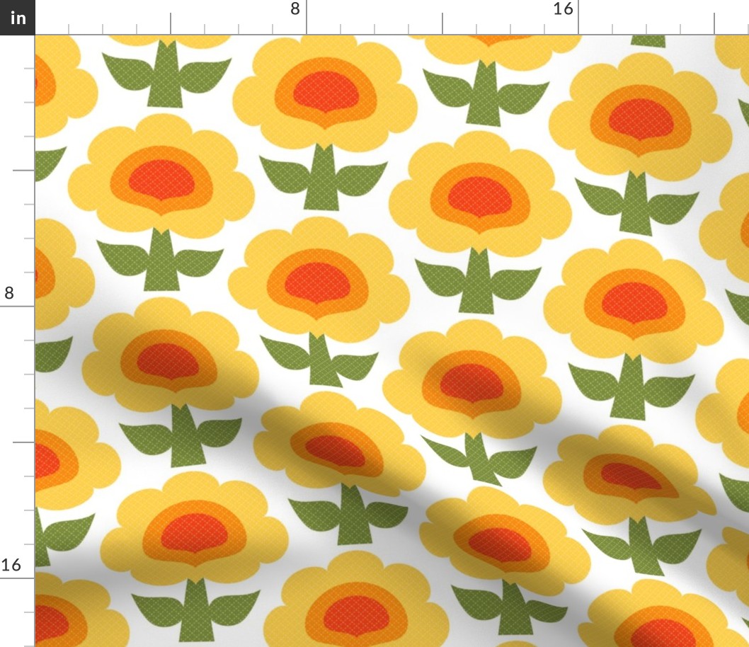 Sweet Scandi Flowers // Sunshine Yellow, Orange, Red, Green and White // Medium Small Scale - 965 DPI