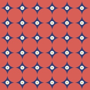 Geometric Circle Pattern in Red and Night Blue