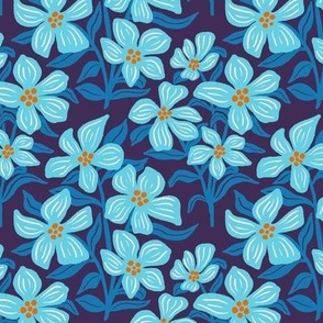Floral diamond pattern - Navy Blue Orange