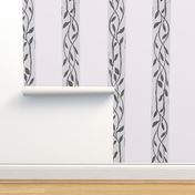 Horizontal Leaf Stripes - grey and pink