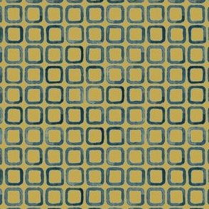 Watercolor blue Square Circles on Oil Yellow Small Scale