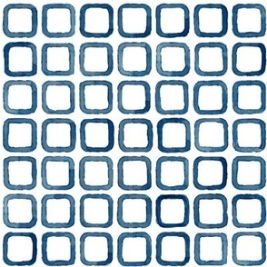 Watercolor blue Square Circles on white Medium scale
