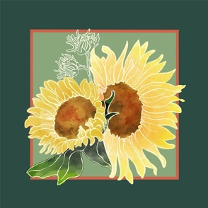 Cut &Sew 16” Sunflower Pillow #4 on Green Background