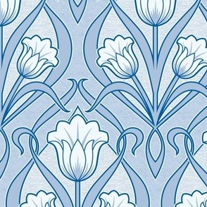 Tulips Art Nouveau_Persian and Alice Blue_50Size