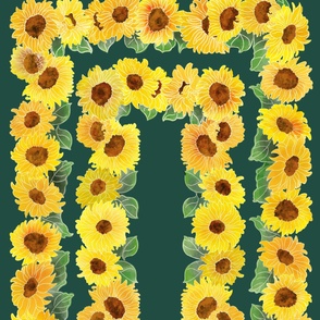 Cut &Sew 30”x 56” Sunflower Rectangular Tablecloth  on Green Background - Order 2 Yards