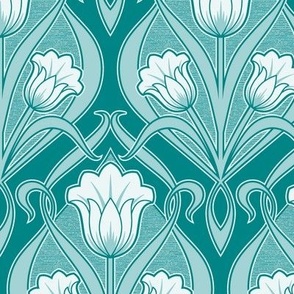 Tulips Art Nouveau_Dark Cyan_v2_50Size