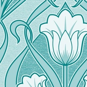 Tulips Art Nouveau_Dark Cyan_Soft