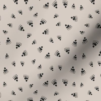 Polar Bear Tracks {Charcoal Black on Moonbeam / Neutral Tan} Bear Footprints