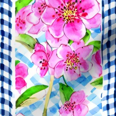 Flowers and blue gingham