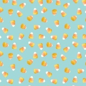 Watercolor Candy Corn on Blue