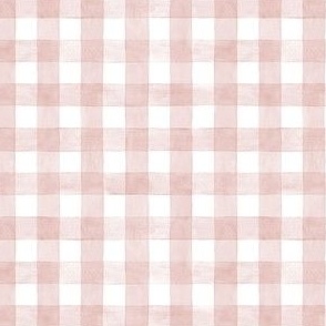 Soft Blush Pink Watercolor Gingham - Ditsy Scale -  Pastel Rose Quartz Nursery Baby Girl Checkers Buffalo Plaid Checkers