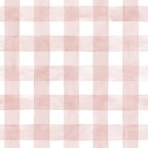 Soft Blush Pink Watercolor Gingham - Small Scale -  Pastel Rose Quartz Nursery Baby Girl Checkers Buffalo Plaid Checkers