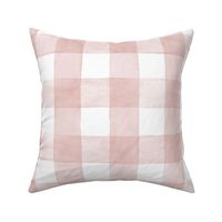 Soft Blush Pink Watercolor Gingham - Large Scale -  Pastel Rose Quartz Nursery Baby Girl Checkers Buffalo Plaid Checkers