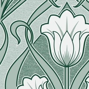 Tulips Art Nouveau_Brunswick Green_Soft