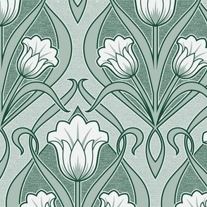 Tulips Art Nouveau_Brunswick Green_Soft_50Size