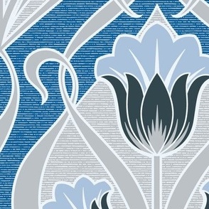 Tulips Art Nouveau_Blue and Gray
