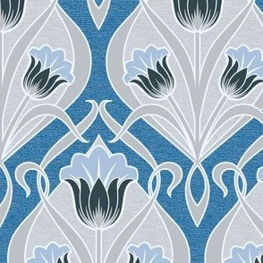 Tulips Art Nouveau_Blue and Gray_50Size
