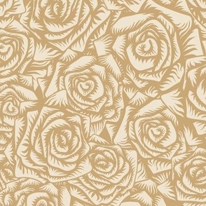 Eclectic roses in golden brown. Large scale