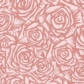 Eclectic roses in blush pink. Large scale