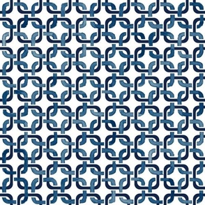 Rounded navy and white intertwined Squares on white Medium scale