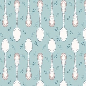 Teaspoons, blue and white