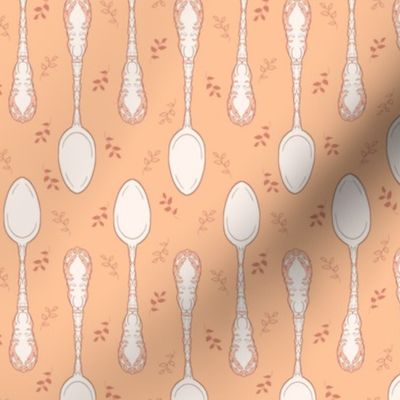 Teaspoons, coral and white