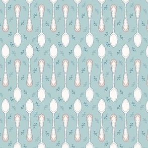 Teaspoons, blue and white,  sml