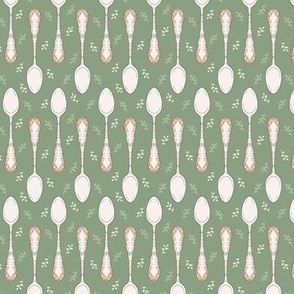 Teaspoons, green and white, sage, sml