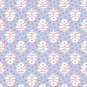 Josephines Trad Floral & Dot | Periwinkle + Melon