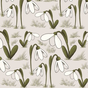 Whimsical Winter Florals: An Illustrated Field of Galanthus