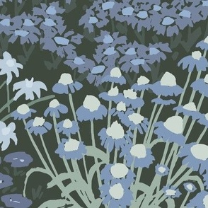 Garden-Bloom_Floral_Jumbo-Dark Green_Large_Blue_Hufton-Studio