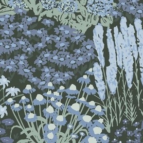 Garden-Bloom_Floral_Large_Dark Green_Blue_Hufton-Studio
