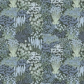 Garden-Bloom_Floral_Mini_Dark Green_Blue_Hufton-Studio