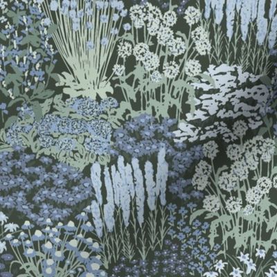 Garden-Bloom_Floral_Small_Dark Green_Blue_Hufton-Studio