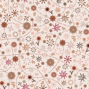 Ditsy fall floral in blushed pinks. Small scale