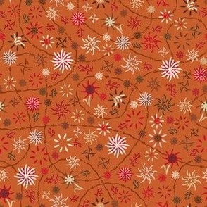 Ditsy fall floral in pumpkin spice. Small scale